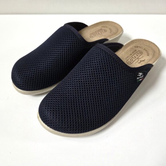 Fly Flot Shoes Womens 37 / 6.5 Blue Mesh Clogs Made in Italy Anatomic Anti Shock - Picture 1 of 11